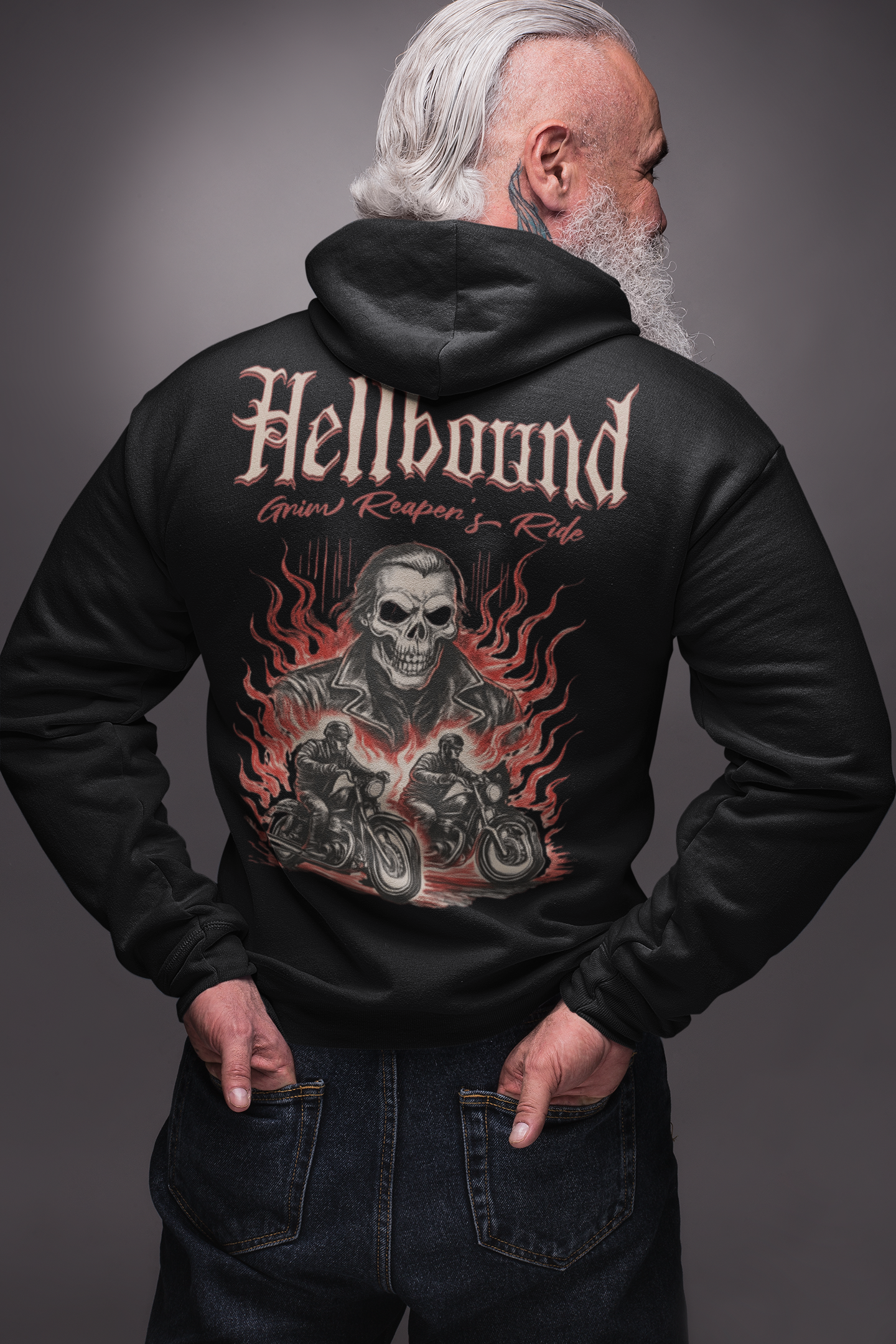 Hellbound Graphic Zip Hoodie, Biker Hoodie, Full Zip Hoodie, Winter Essentials, Biker Apparel, Motorcycle Hoodie, Metalhead Apparel