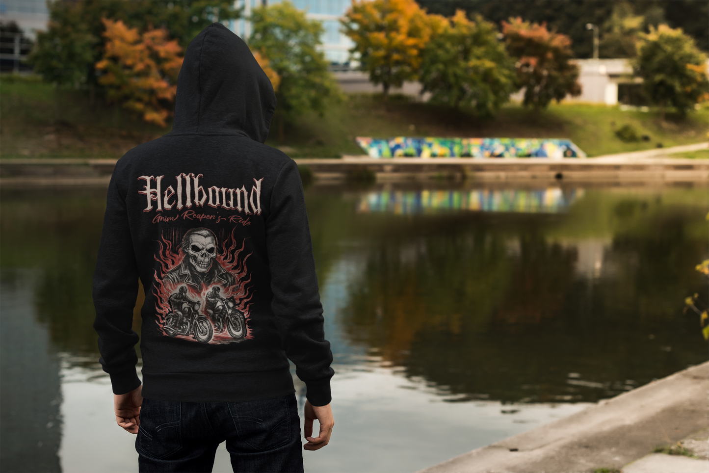 Hellbound Graphic Zip Hoodie, Biker Hoodie, Full Zip Hoodie, Winter Essentials, Biker Apparel, Motorcycle Hoodie, Metalhead Apparel