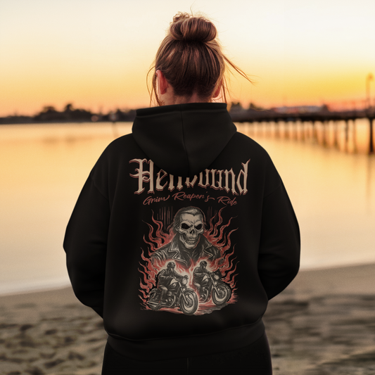 Hellbound Graphic Zip Hoodie, Biker Hoodie, Full Zip Hoodie, Winter Essentials, Biker Apparel, Motorcycle Hoodie, Metalhead Apparel