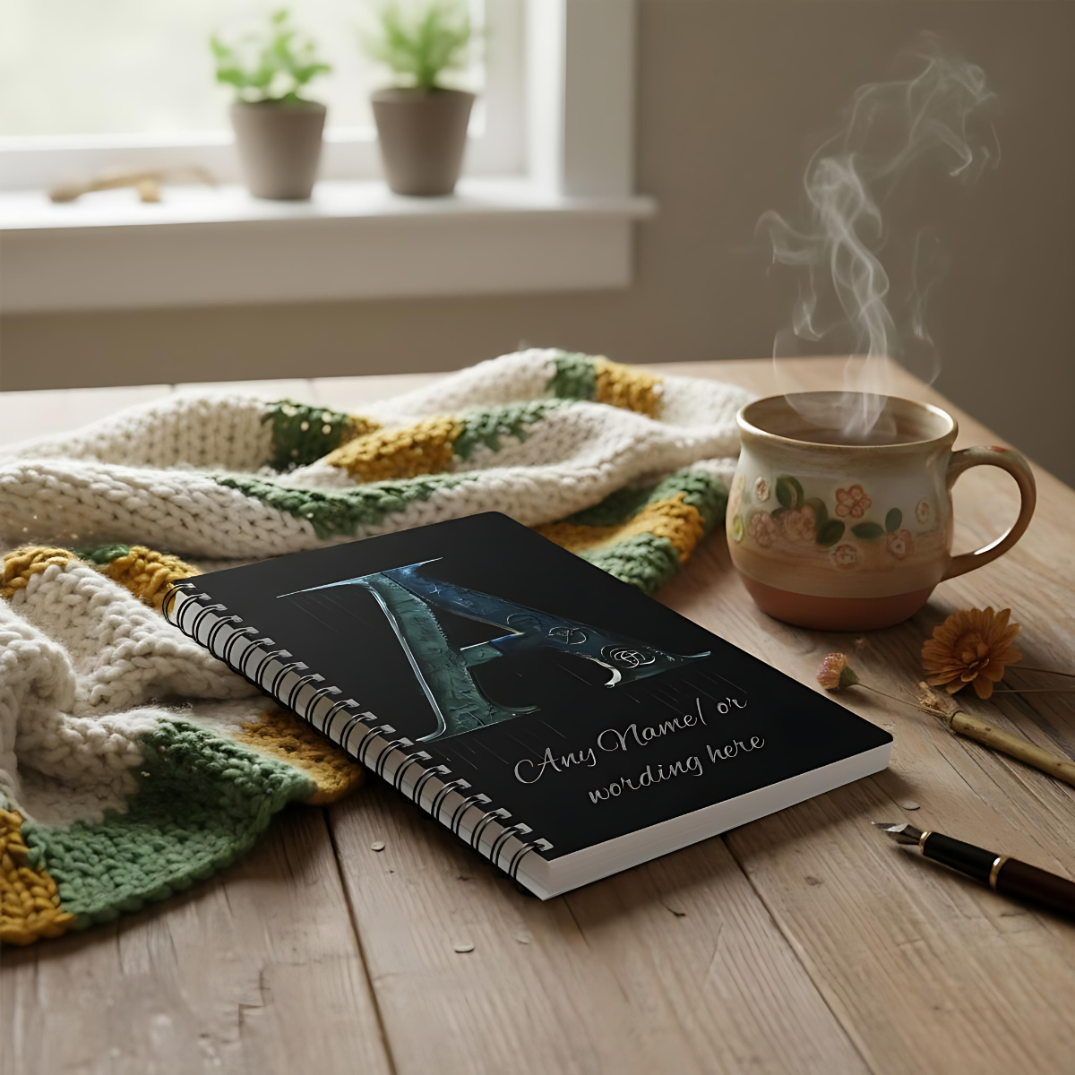 Personalized Norse Witchy Monogram A5 Notebook, Custom Journal.