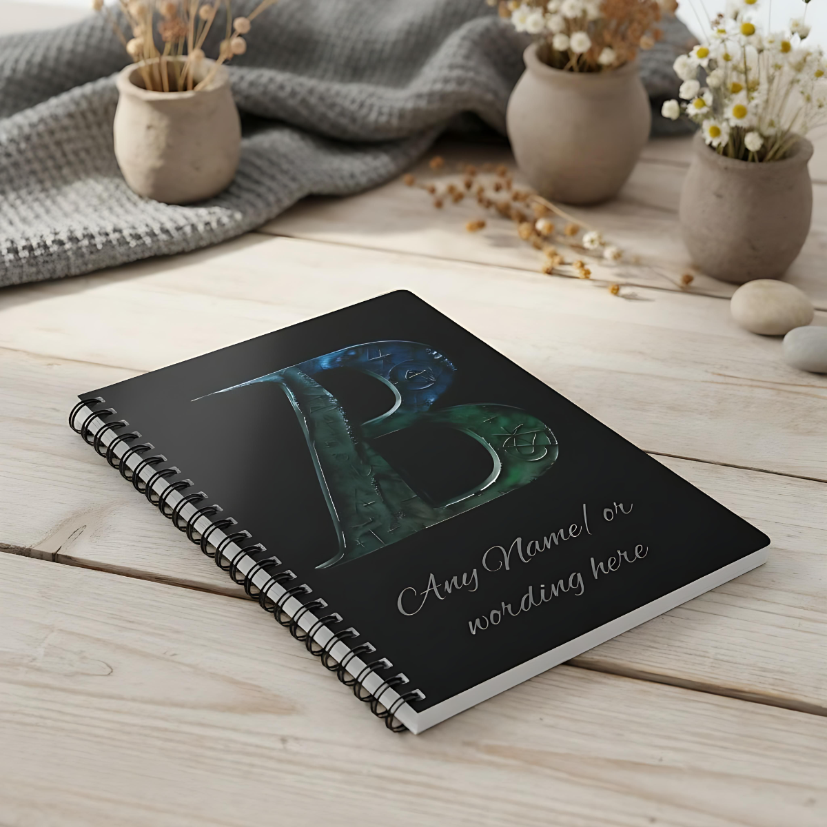 Personalized Norse Witchy Monogram A5 Notebook, Custom Journal,Monogram Notebook, Grimoire Journal, Book Of Shadows, Viking Grimoire Journal