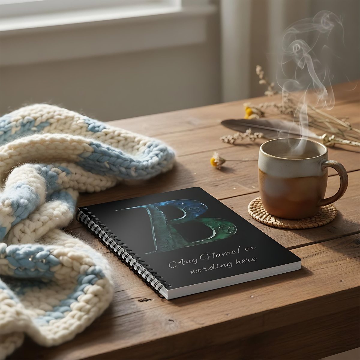 Personalized Norse Witchy Monogram A5 Notebook, Custom Journal,Monogram Notebook, Grimoire Journal, Book Of Shadows, Viking Grimoire Journal