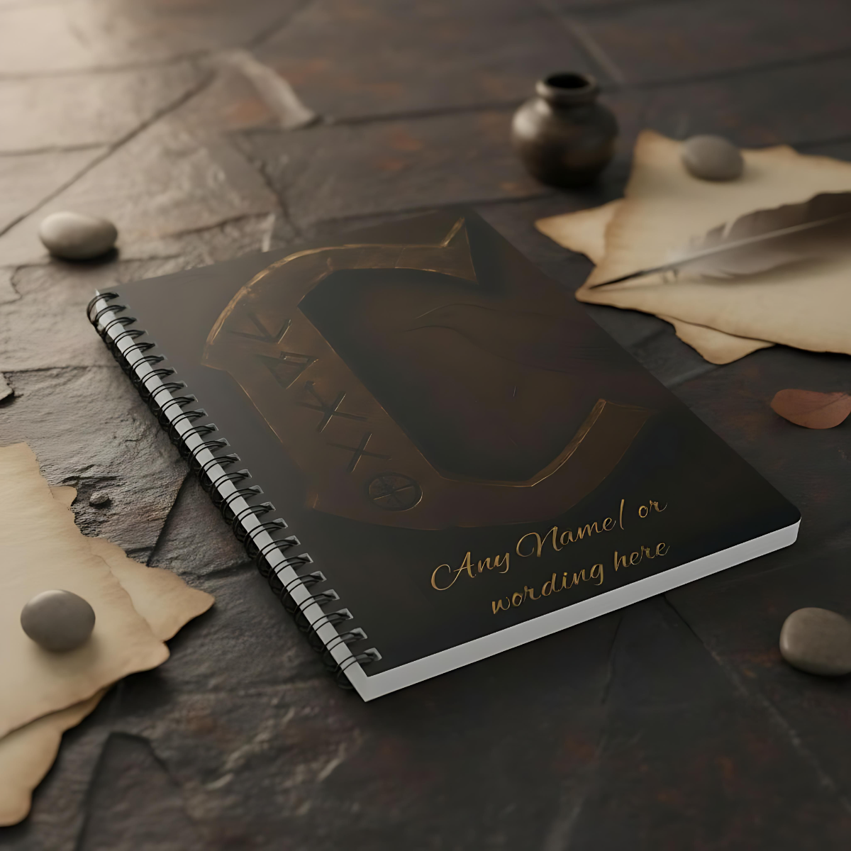 Personalized Norse Witchy Monogram A5 Notebook, Custom Journal,Monogram Notebook, Grimoire Journal, Book Of Shadows, Viking Grimoire Journal