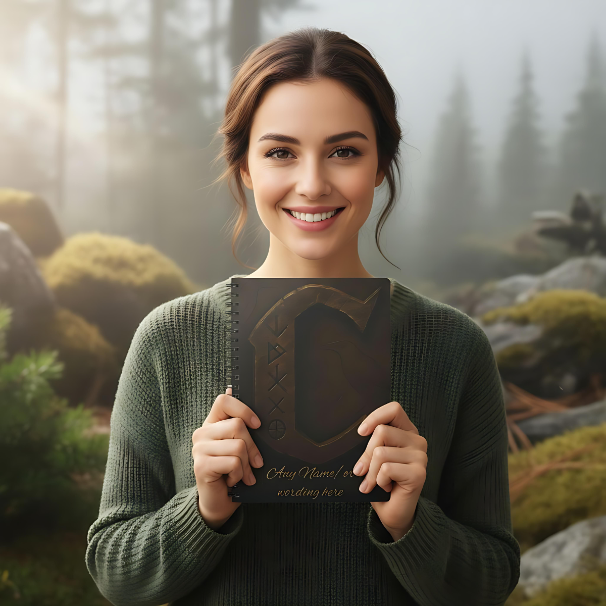 Personalized Norse Witchy Monogram A5 Notebook, Custom Journal,Monogram Notebook, Grimoire Journal, Book Of Shadows, Viking Grimoire Journal