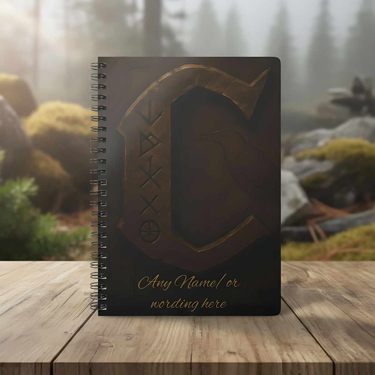 Personalized Norse Witchy Monogram A5 Notebook, Custom Journal,Monogram Notebook, Grimoire Journal, Book Of Shadows, Viking Grimoire Journal