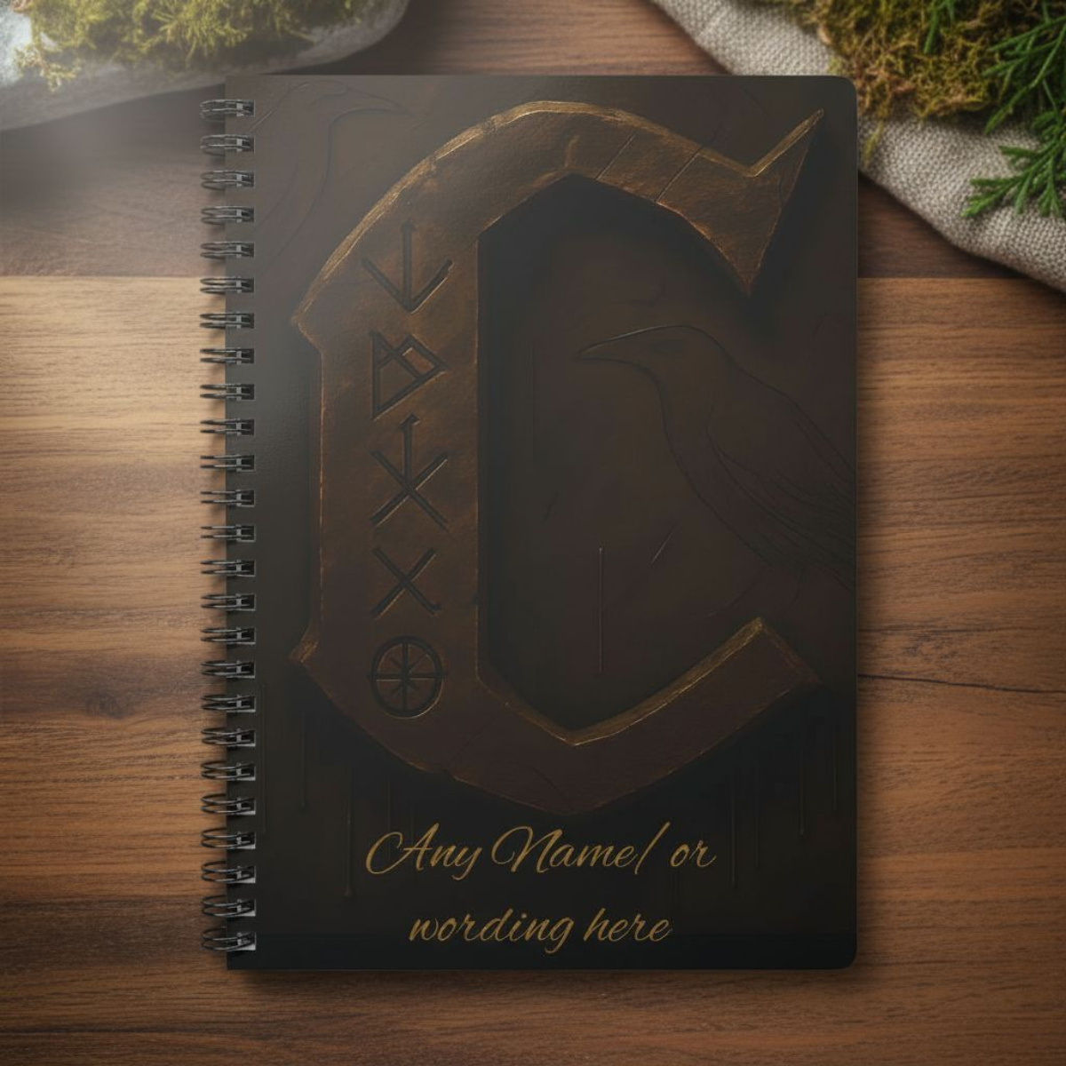 Personalized Norse Witchy Monogram A5 Notebook, Custom Journal,Monogram Notebook, Grimoire Journal, Book Of Shadows, Viking Grimoire Journal