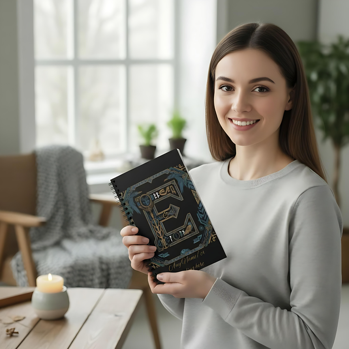 Personalized Norse Witchy Monogram A5 Notebook, Custom Journal,Monogram Notebook, Grimoire Journal, Book Of Shadows, Viking Grimoire Journal