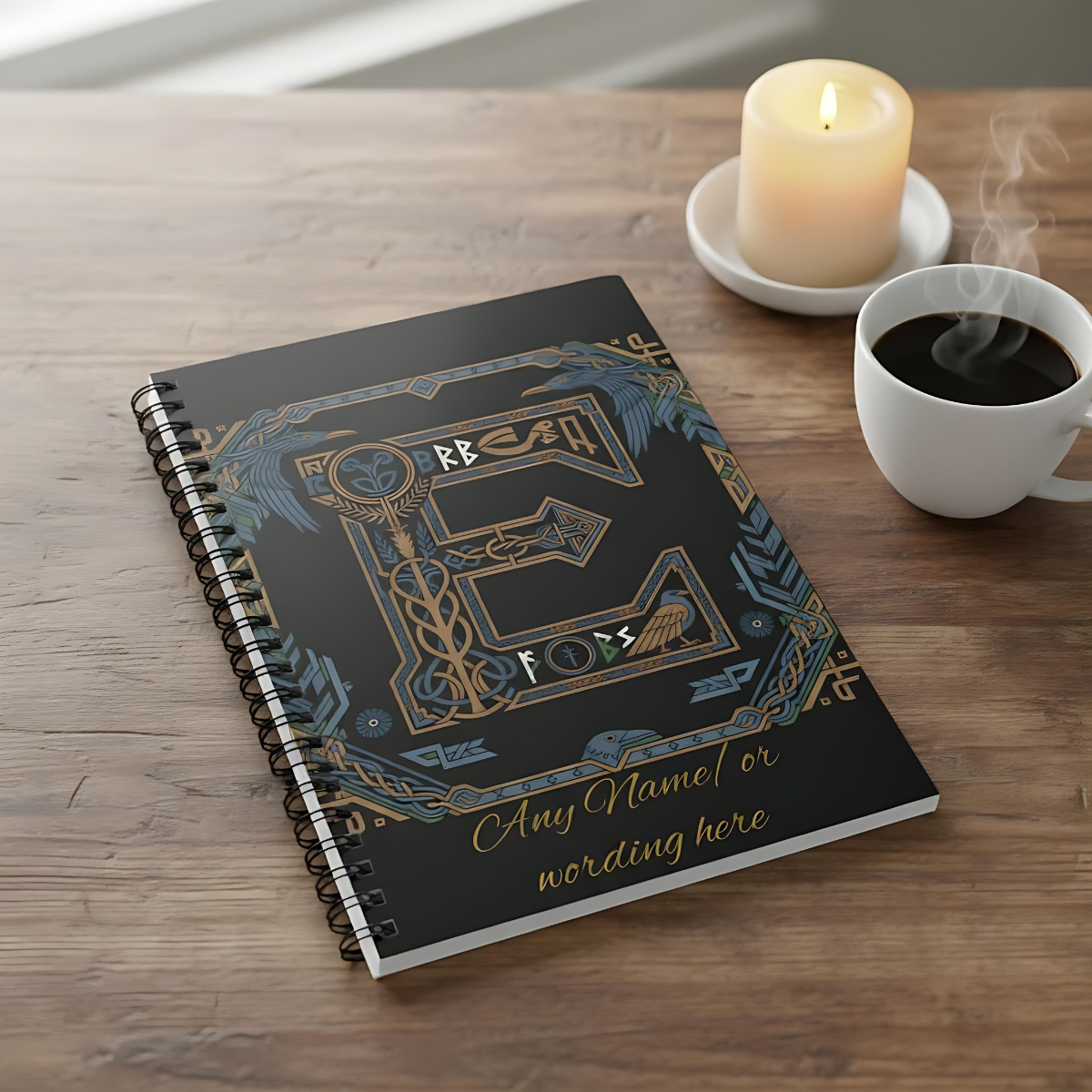Personalized Norse Witchy Monogram A5 Notebook, Custom Journal,Monogram Notebook, Grimoire Journal, Book Of Shadows, Viking Grimoire Journal
