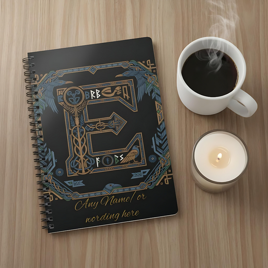 Personalized Norse Witchy Monogram A5 Notebook, Custom Journal,Monogram Notebook, Grimoire Journal, Book Of Shadows, Viking Grimoire Journal