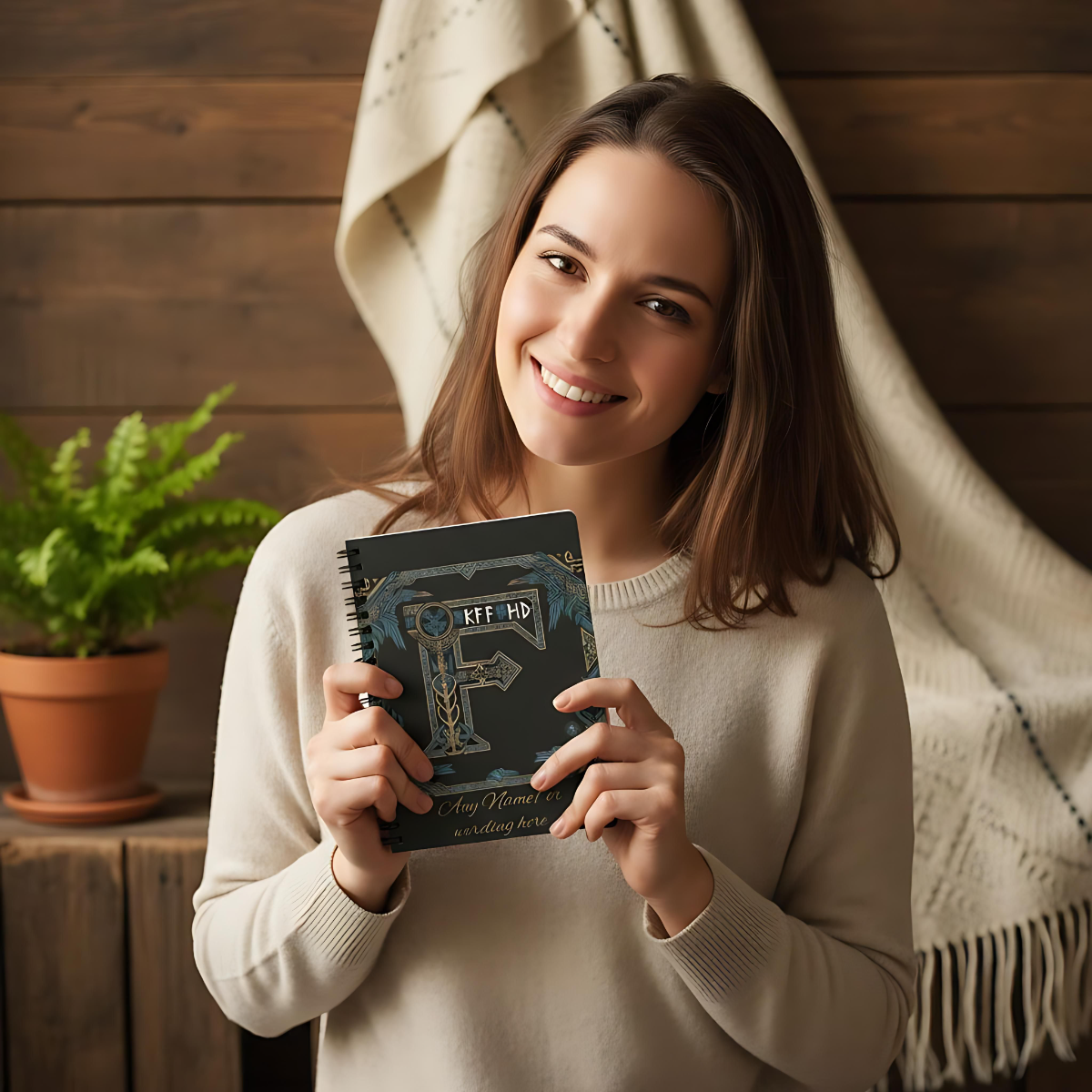 Personalized Norse Witchy Monogram A5 Notebook, Custom Journal,Monogram Notebook, Grimoire Journal, Book Of Shadows, Viking Grimoire Journal