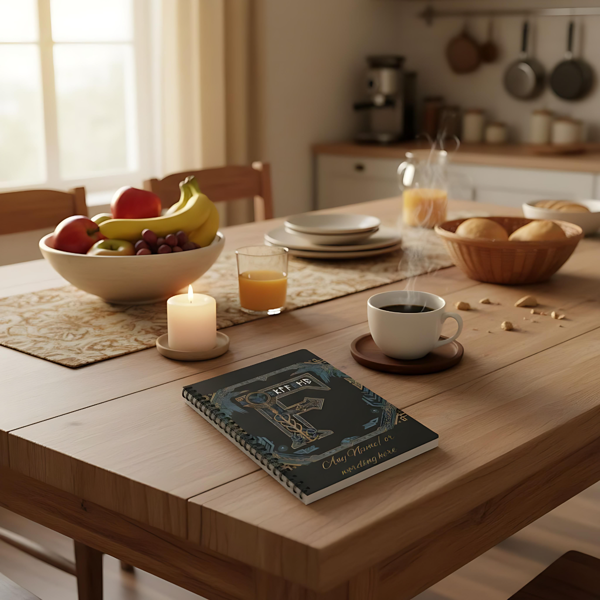 Personalized Norse Witchy Monogram A5 Notebook, Custom Journal,Monogram Notebook, Grimoire Journal, Book Of Shadows, Viking Grimoire Journal