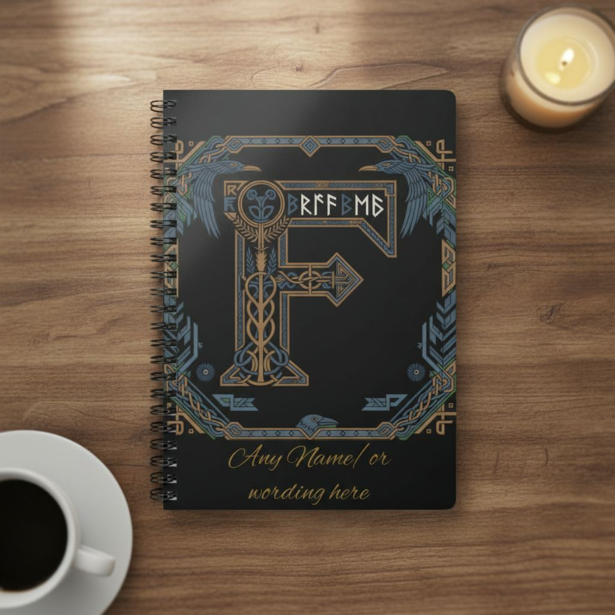 Personalized Norse Witchy Monogram A5 Notebook, Custom Journal,Monogram Notebook, Grimoire Journal, Book Of Shadows, Viking Grimoire Journal