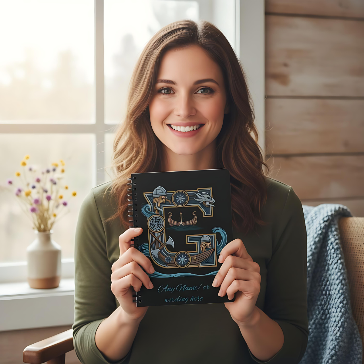 Personalized Norse Witchy Monogram A5 Notebook, Custom Journal,Monogram Notebook, Grimoire Journal, Book Of Shadows, Viking Grimoire Journal