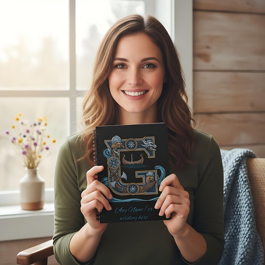 Personalized Norse Witchy Monogram A5 Notebook, Custom Journal,Monogram Notebook, Grimoire Journal, Book Of Shadows, Viking Grimoire Journal