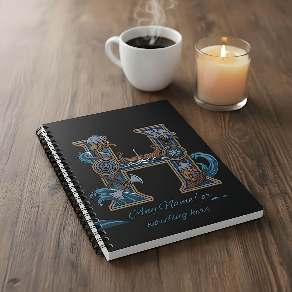 Personalized Norse Witchy Monogram A5 Notebook, Custom Journal,Monogram Notebook, Grimoire Journal, Book Of Shadows, Viking Grimoire Journal