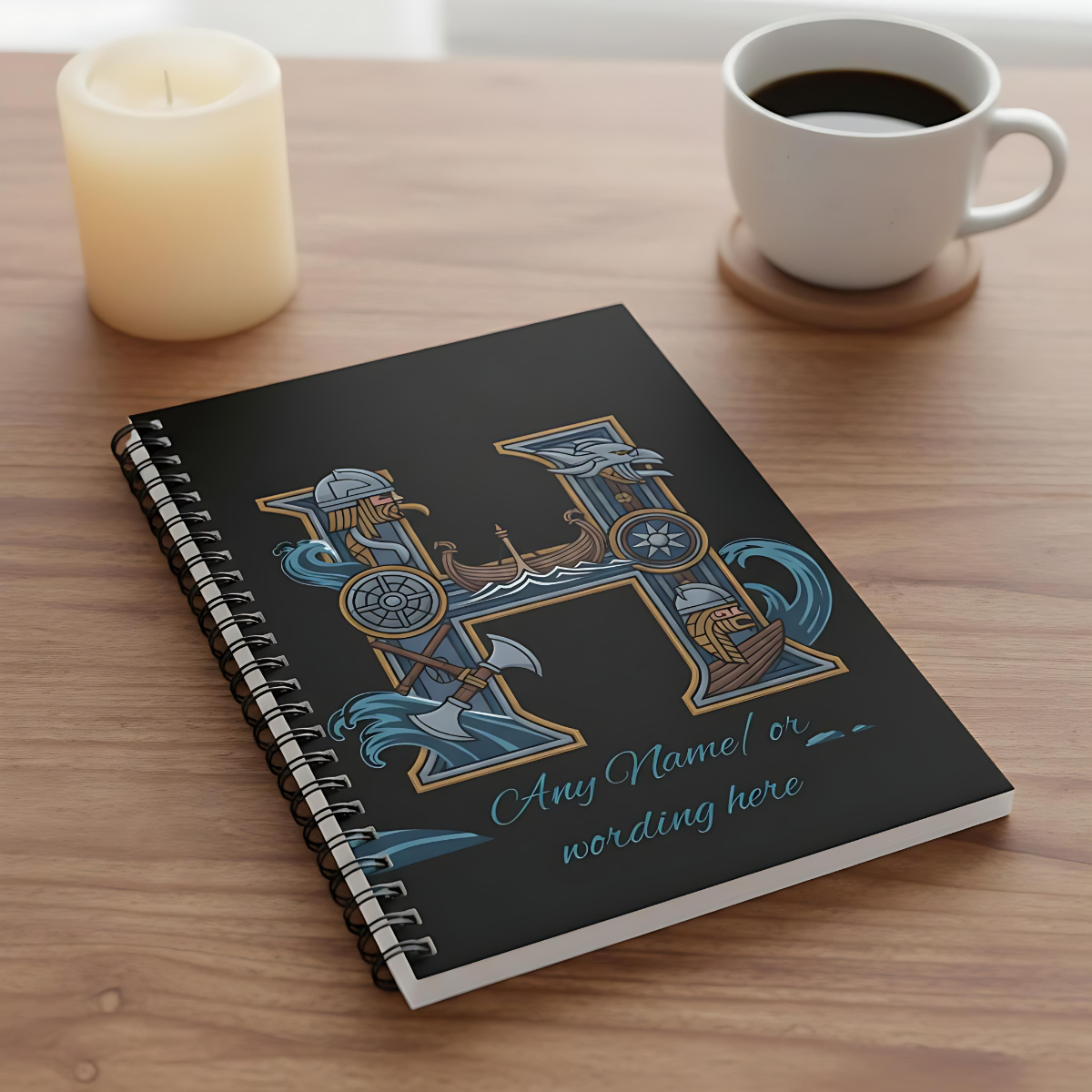 Personalized Norse Witchy Monogram A5 Notebook, Custom Journal,Monogram Notebook, Grimoire Journal, Book Of Shadows, Viking Grimoire Journal