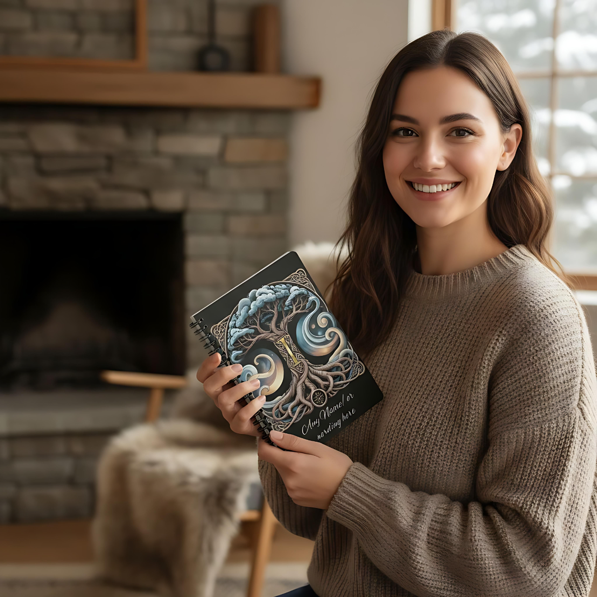 Personalized Norse Witchy Monogram A5 Notebook, Custom Journal,Monogram Notebook, Grimoire Journal, Book Of Shadows, Viking Grimoire Journal