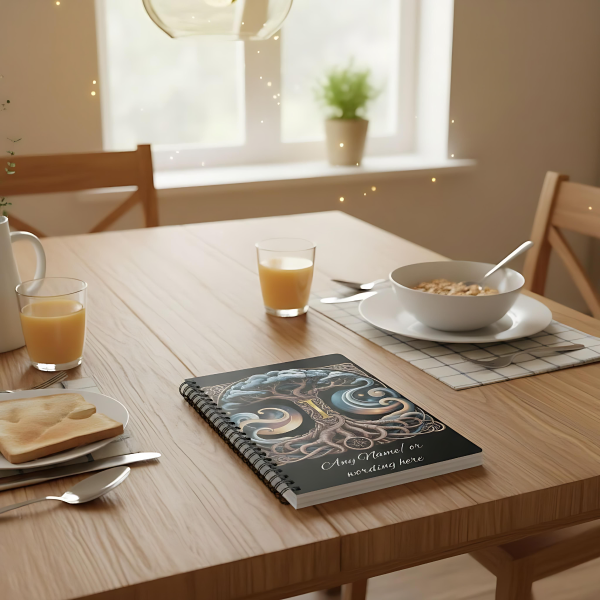 Personalized Norse Witchy Monogram A5 Notebook, Custom Journal,Monogram Notebook, Grimoire Journal, Book Of Shadows, Viking Grimoire Journal