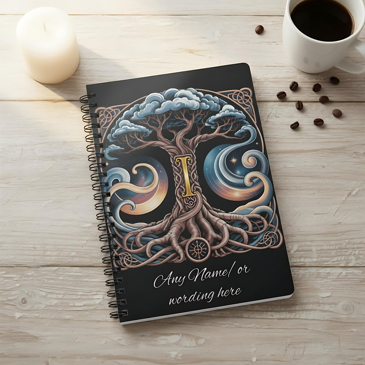 Personalized Norse Witchy Monogram A5 Notebook, Custom Journal,Monogram Notebook, Grimoire Journal, Book Of Shadows, Viking Grimoire Journal