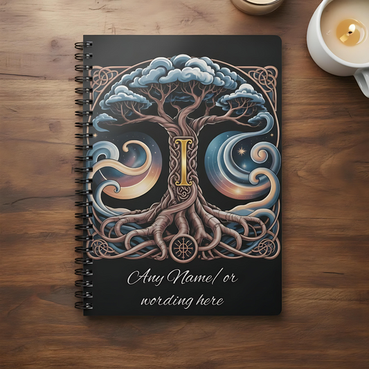 Personalized Norse Witchy Monogram A5 Notebook, Custom Journal,Monogram Notebook, Grimoire Journal, Book Of Shadows, Viking Grimoire Journal