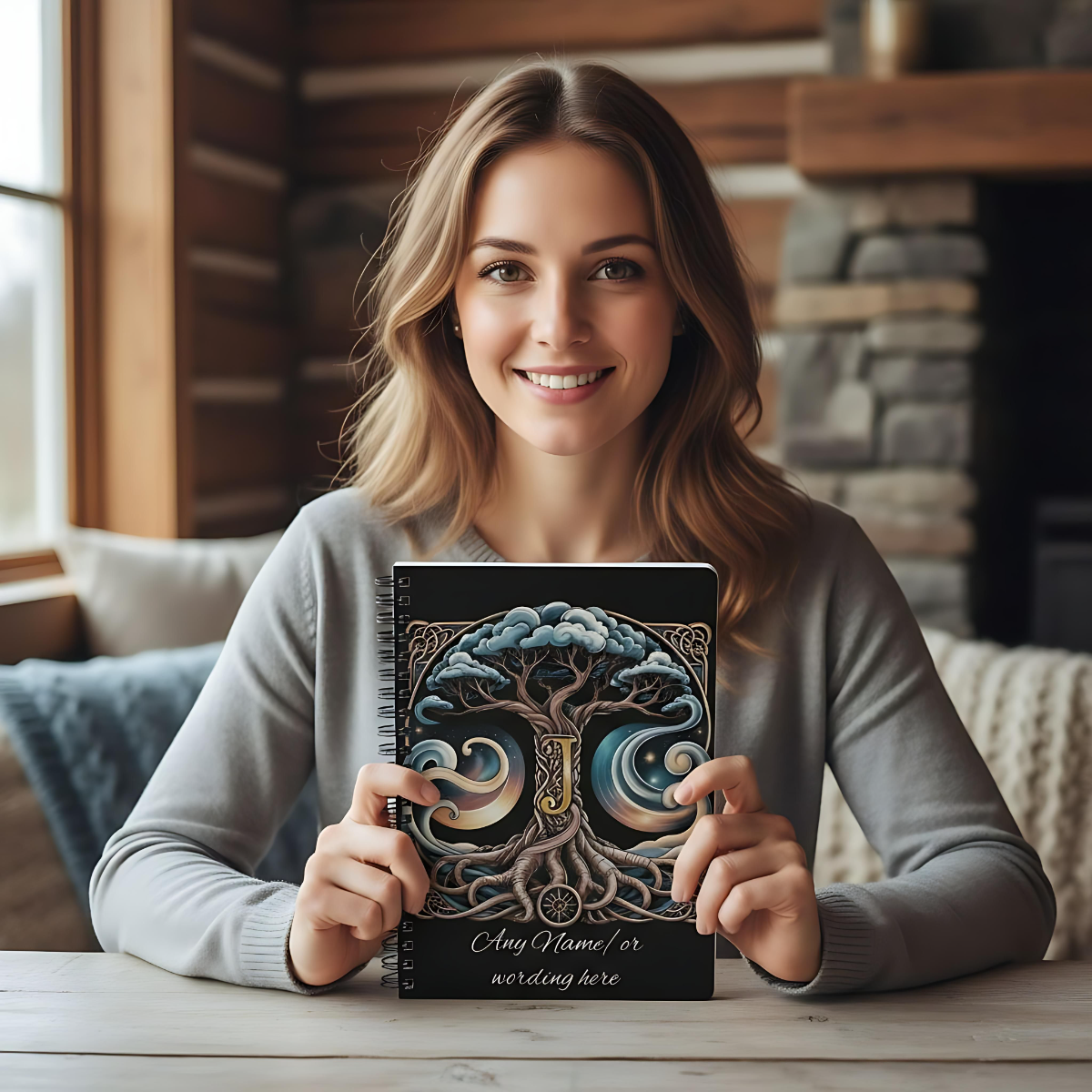 Personalized Norse Witchy Monogram A5 Notebook, Custom Journal,Monogram Notebook, Grimoire Journal, Book Of Shadows, Viking Grimoire Journal