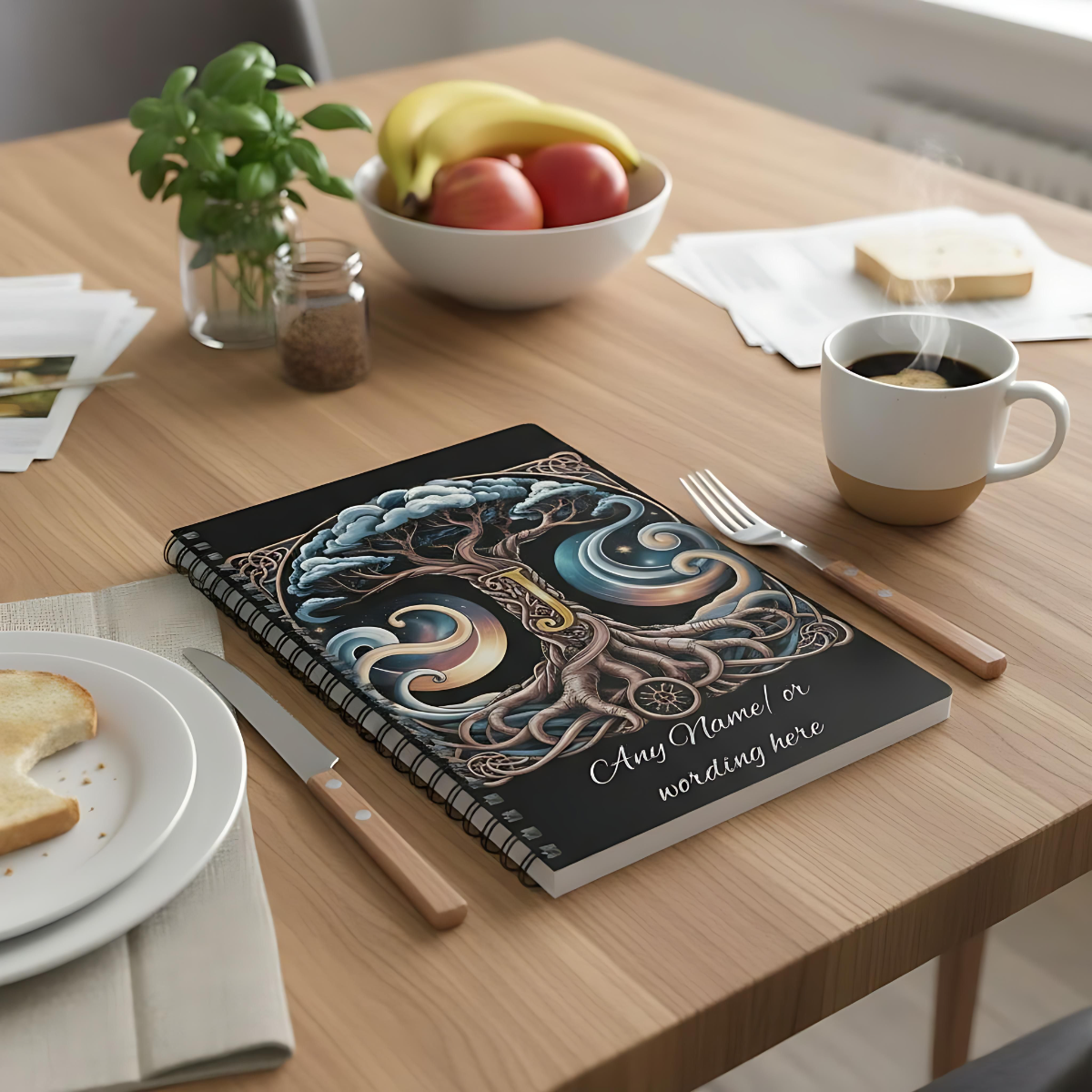 Personalized Norse Witchy Monogram A5 Notebook, Custom Journal,Monogram Notebook, Grimoire Journal, Book Of Shadows, Viking Grimoire Journal