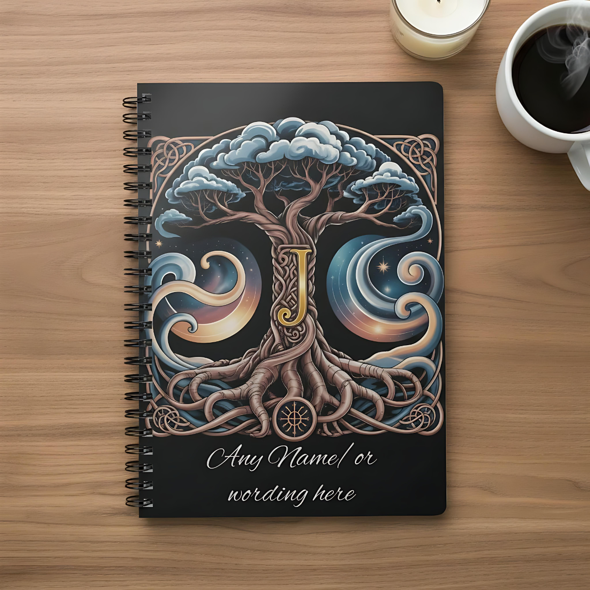 Personalized Norse Witchy Monogram A5 Notebook, Custom Journal,Monogram Notebook, Grimoire Journal, Book Of Shadows, Viking Grimoire Journal