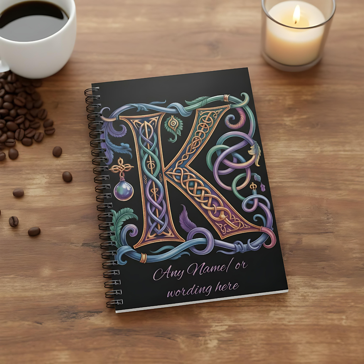 Personalized Norse Witchy Monogram A5 Notebook, Custom Journal,Monogram Notebook, Grimoire Journal, Book Of Shadows, Viking Grimoire Journal
