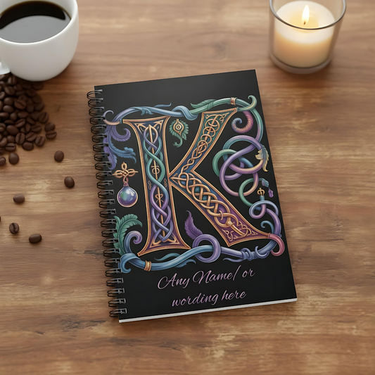 Personalized Norse Witchy Monogram A5 Notebook, Custom Journal,Monogram Notebook, Grimoire Journal, Book Of Shadows, Viking Grimoire Journal