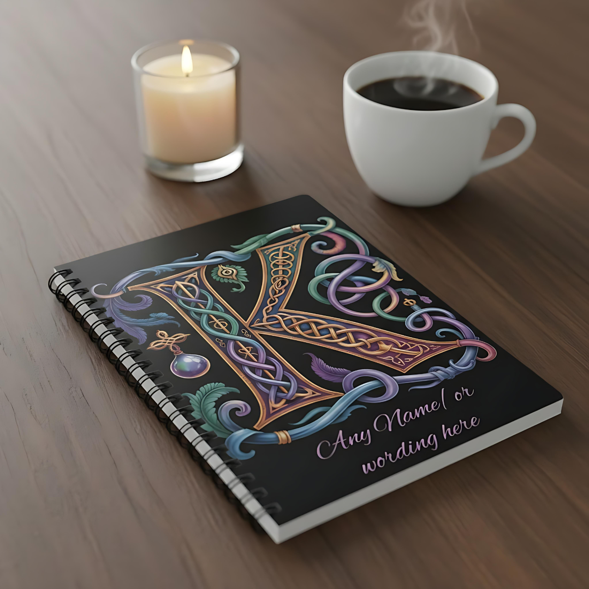Personalized Norse Witchy Monogram A5 Notebook, Custom Journal,Monogram Notebook, Grimoire Journal, Book Of Shadows, Viking Grimoire Journal