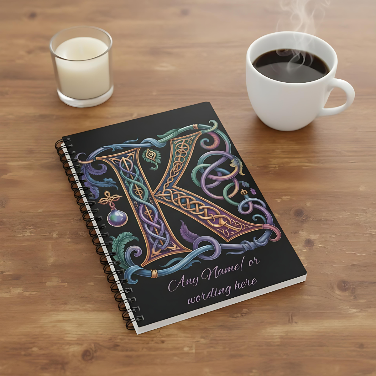 Personalized Norse Witchy Monogram A5 Notebook, Custom Journal,Monogram Notebook, Grimoire Journal, Book Of Shadows, Viking Grimoire Journal