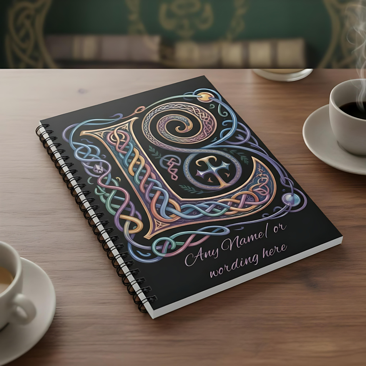 Personalized Norse Witchy Monogram A5 Notebook, Custom Journal,Monogram Notebook, Grimoire Journal, Book Of Shadows, Viking Grimoire Journal