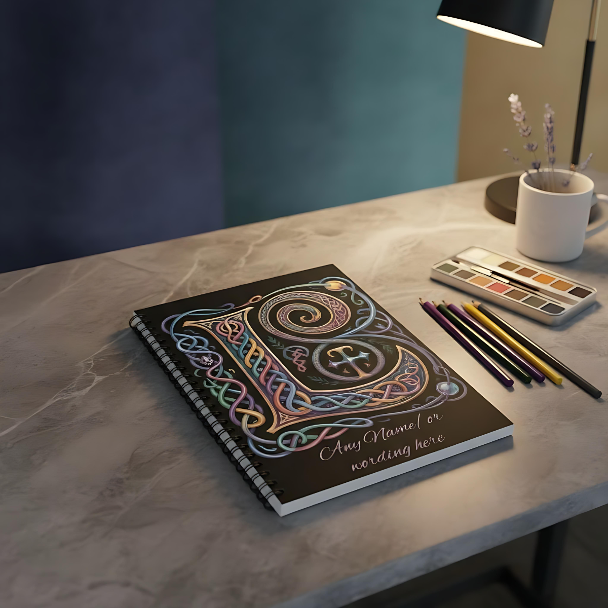 Personalized Norse Witchy Monogram A5 Notebook, Custom Journal,Monogram Notebook, Grimoire Journal, Book Of Shadows, Viking Grimoire Journal
