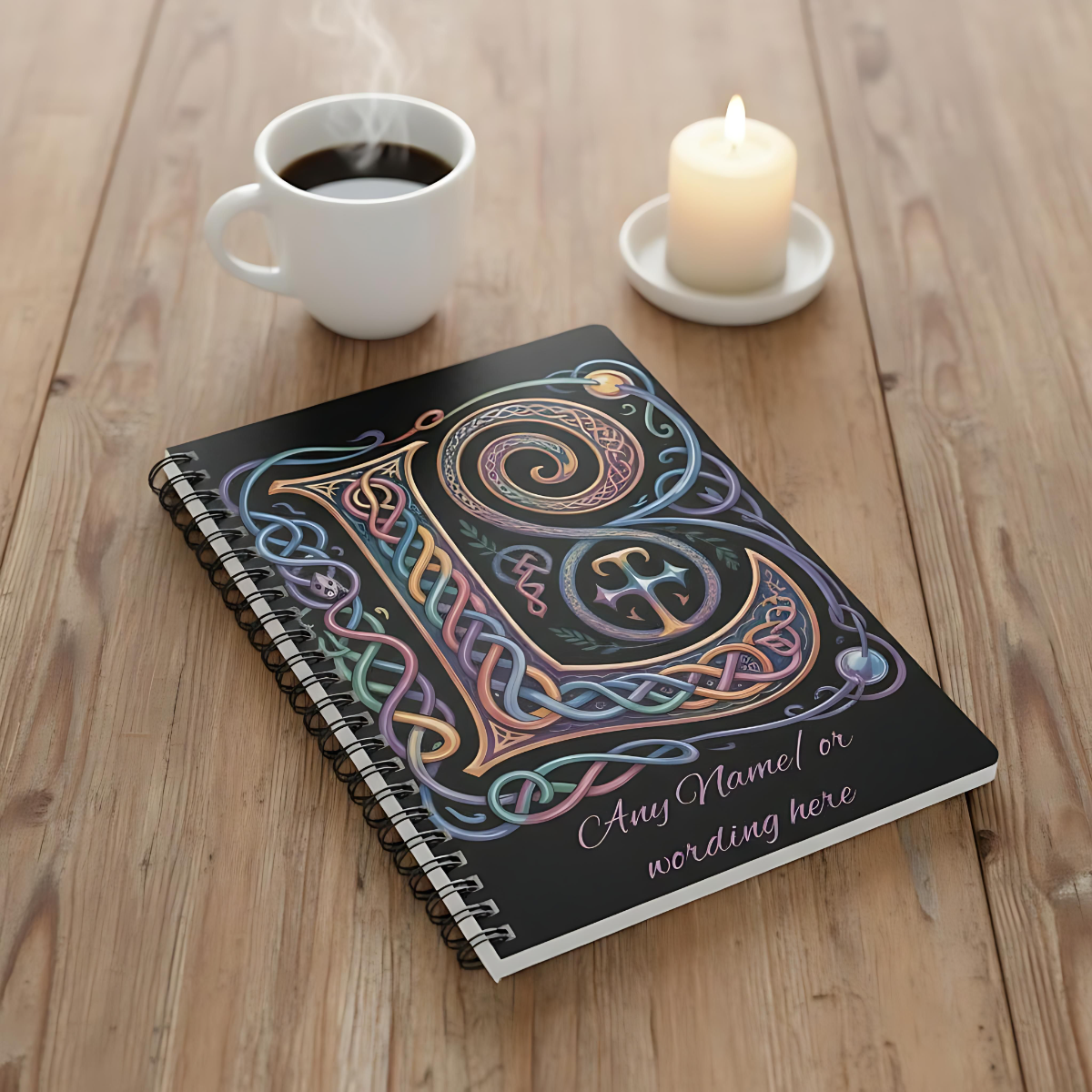 Personalized Norse Witchy Monogram A5 Notebook, Custom Journal,Monogram Notebook, Grimoire Journal, Book Of Shadows, Viking Grimoire Journal