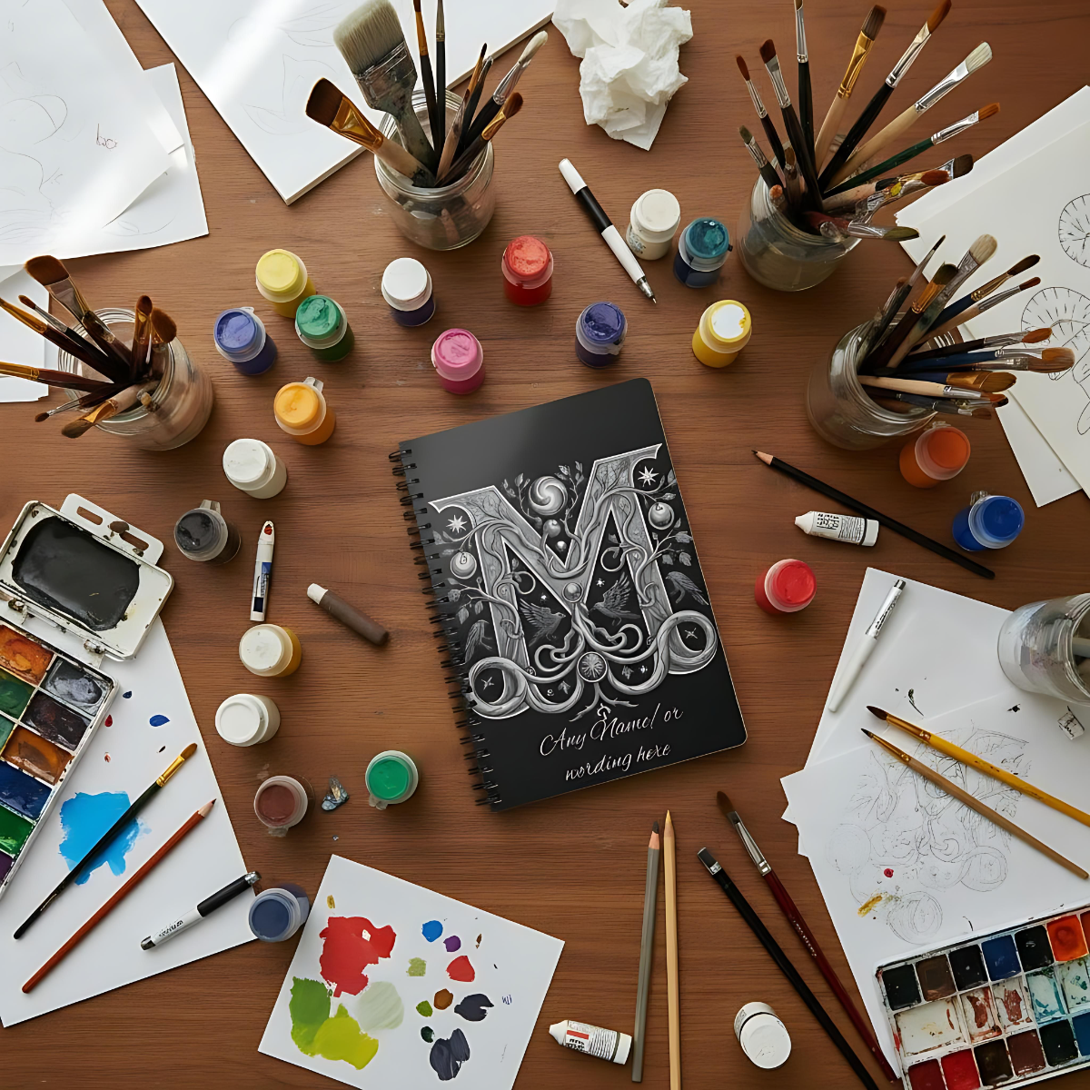 Personalized Norse Witchy Monogram A5 Notebook, Custom Journal.