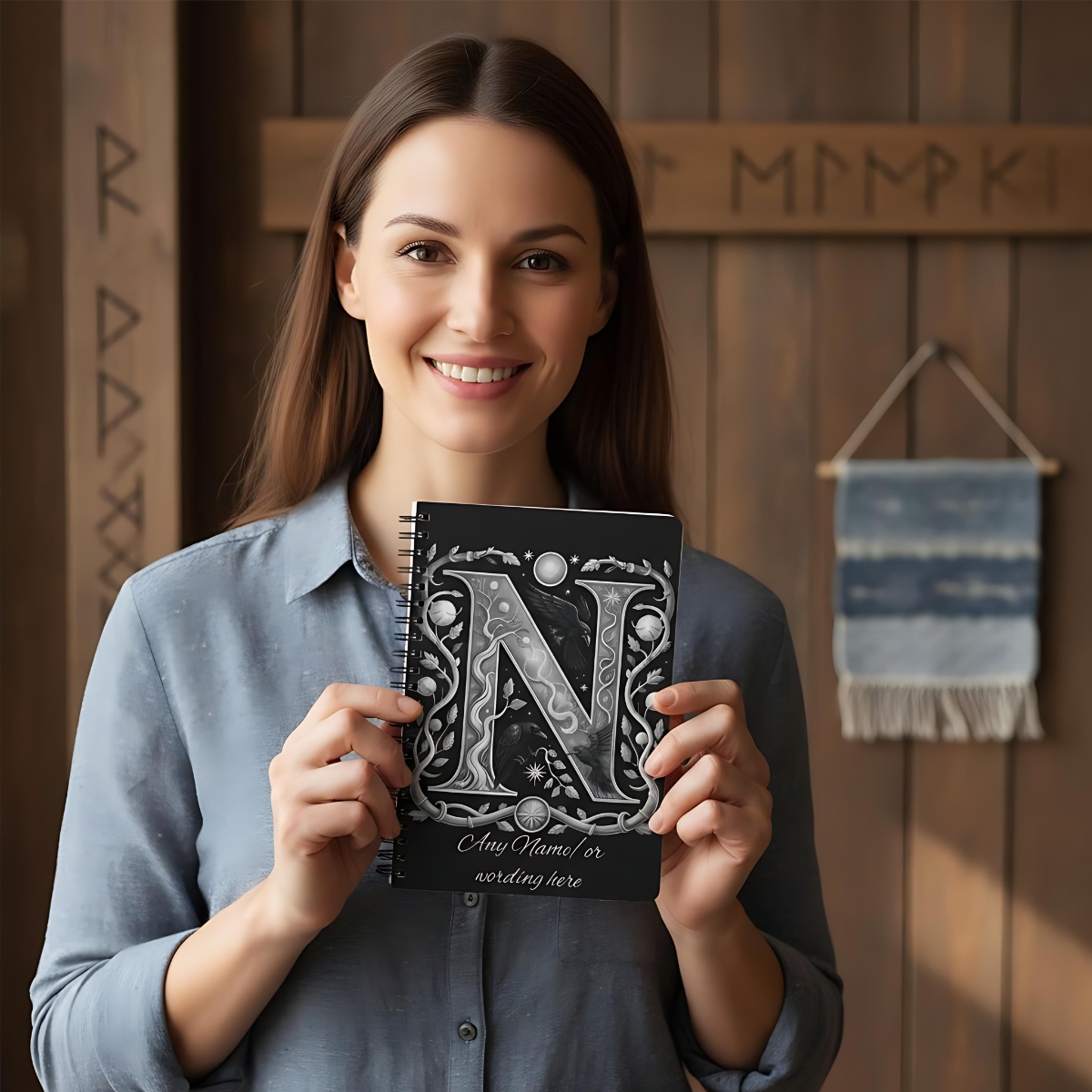Personalized Norse Witchy Monogram A5 Notebook, Custom Journal.