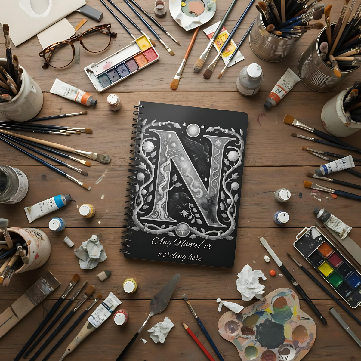 Personalized Norse Witchy Monogram A5 Notebook, Custom Journal.