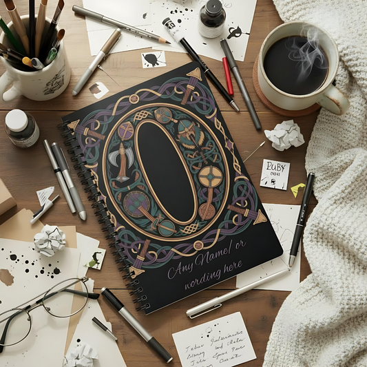 Personalized Norse Witchy Monogram A5 Notebook, Custom Journal,Monogram Notebook, Grimoire Journal, Book Of Shadows, Viking Grimoire Journal