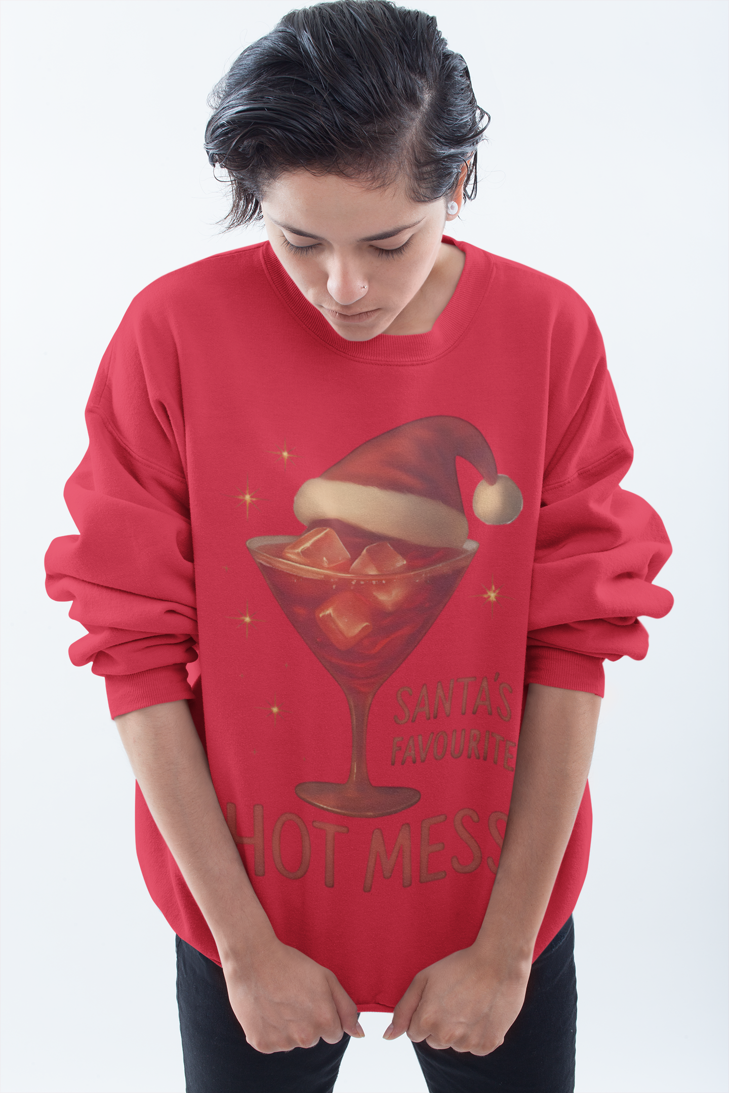 Santa's Favorite Hot Mess Sweater, Christmas Martini, Ugly Christmas Jumper.