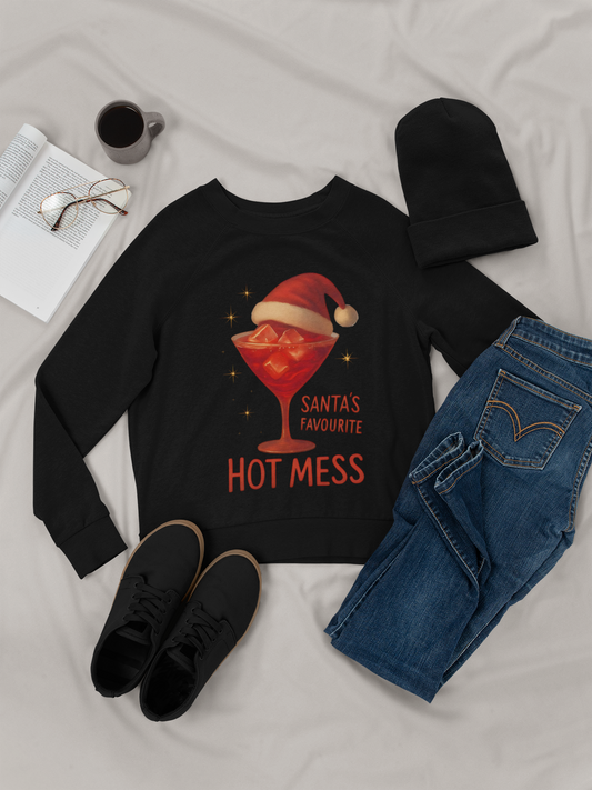 Santa's Favorite Hot Mess Sweater, Christmas Martini, Ugly Christmas Jumper.