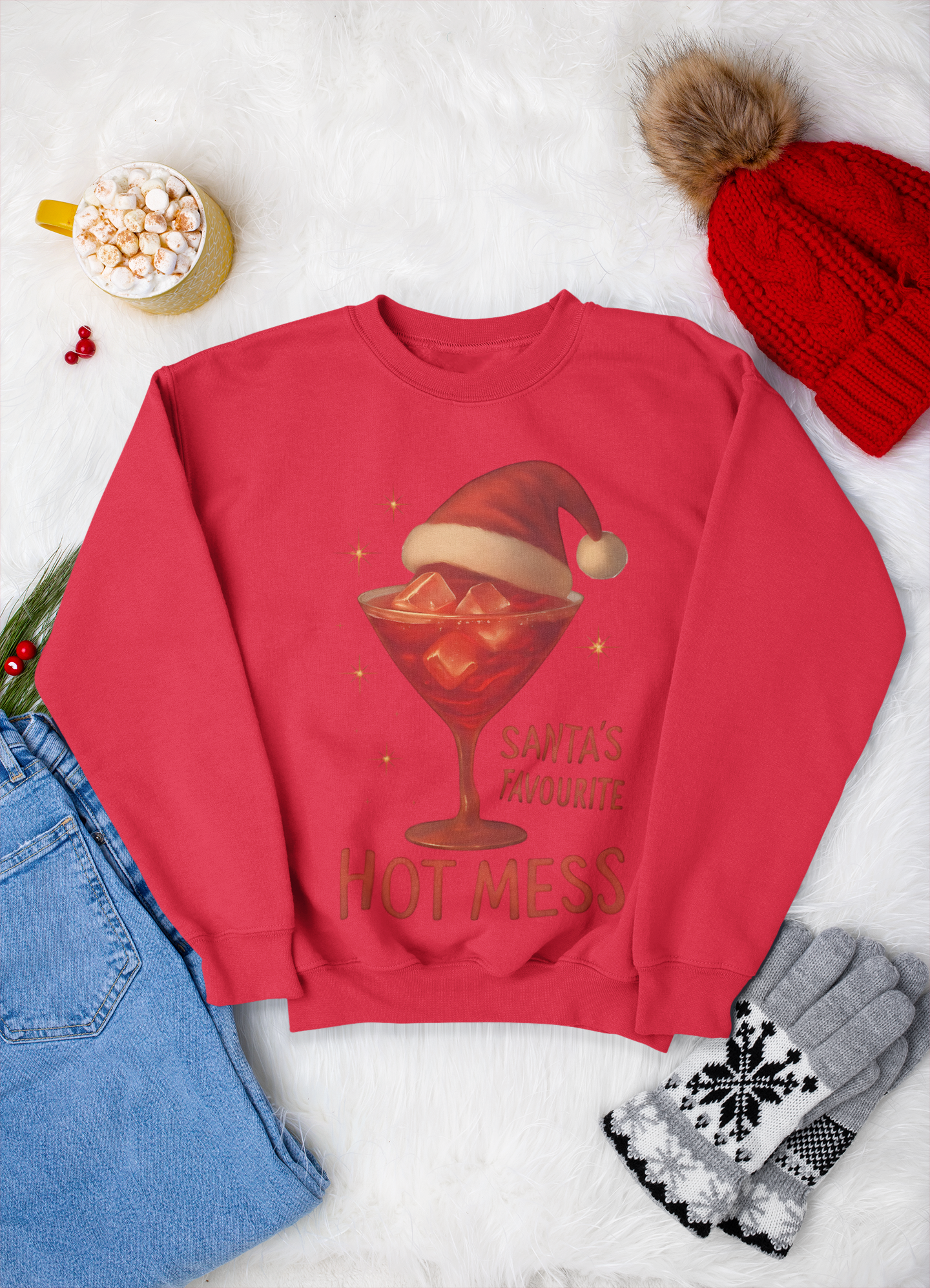 Santa's Favorite Hot Mess Sweater, Christmas Martini, Ugly Christmas Jumper.