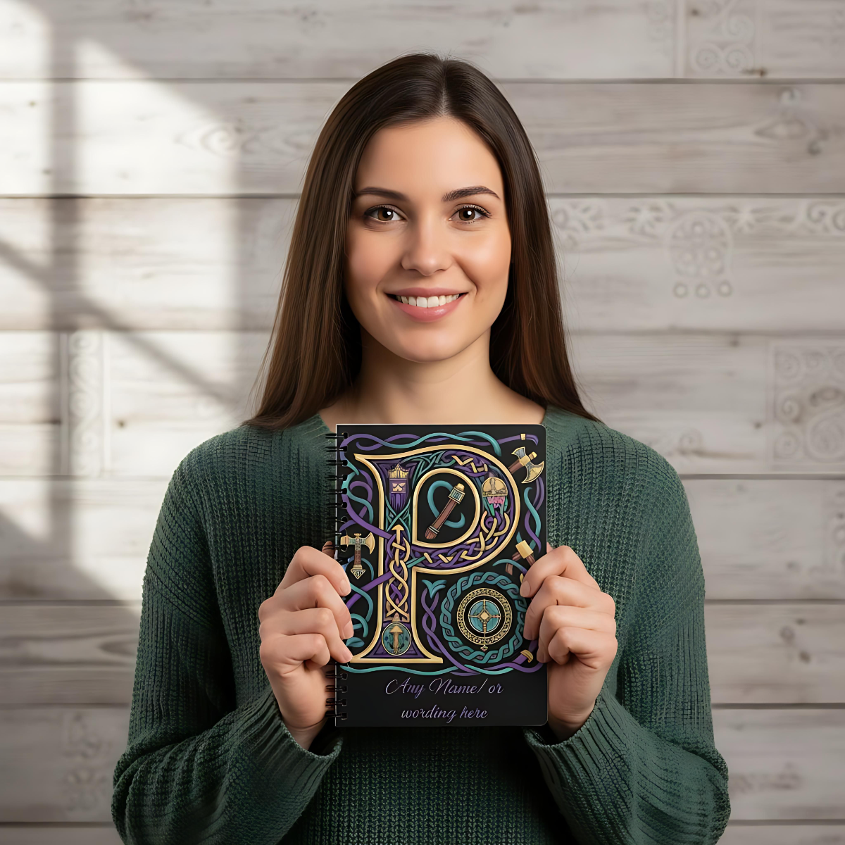 Personalized Norse Witchy Monogram A5 Notebook, Custom Journal.