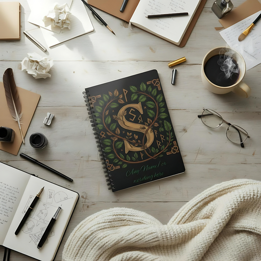 Personalized Norse Witchy Monogram A5 Notebook, Custom Journal.