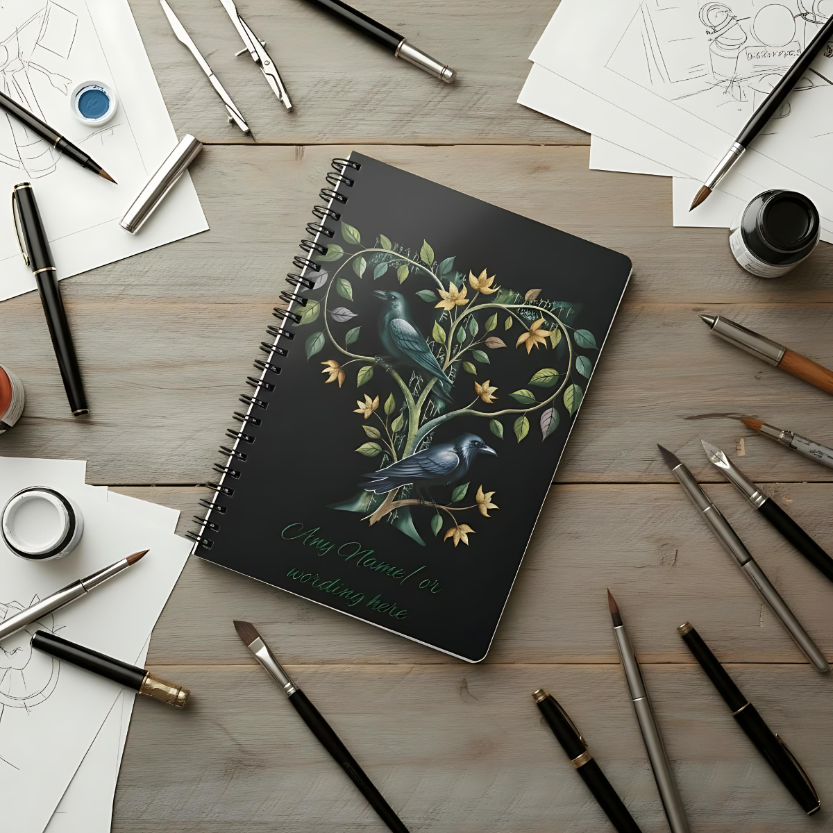 Personalized Norse Witchy Monogram A5 Notebook, Custom Journal,Monogram Notebook, Grimoire Journal, Book Of Shadows, Viking Grimoire Journal