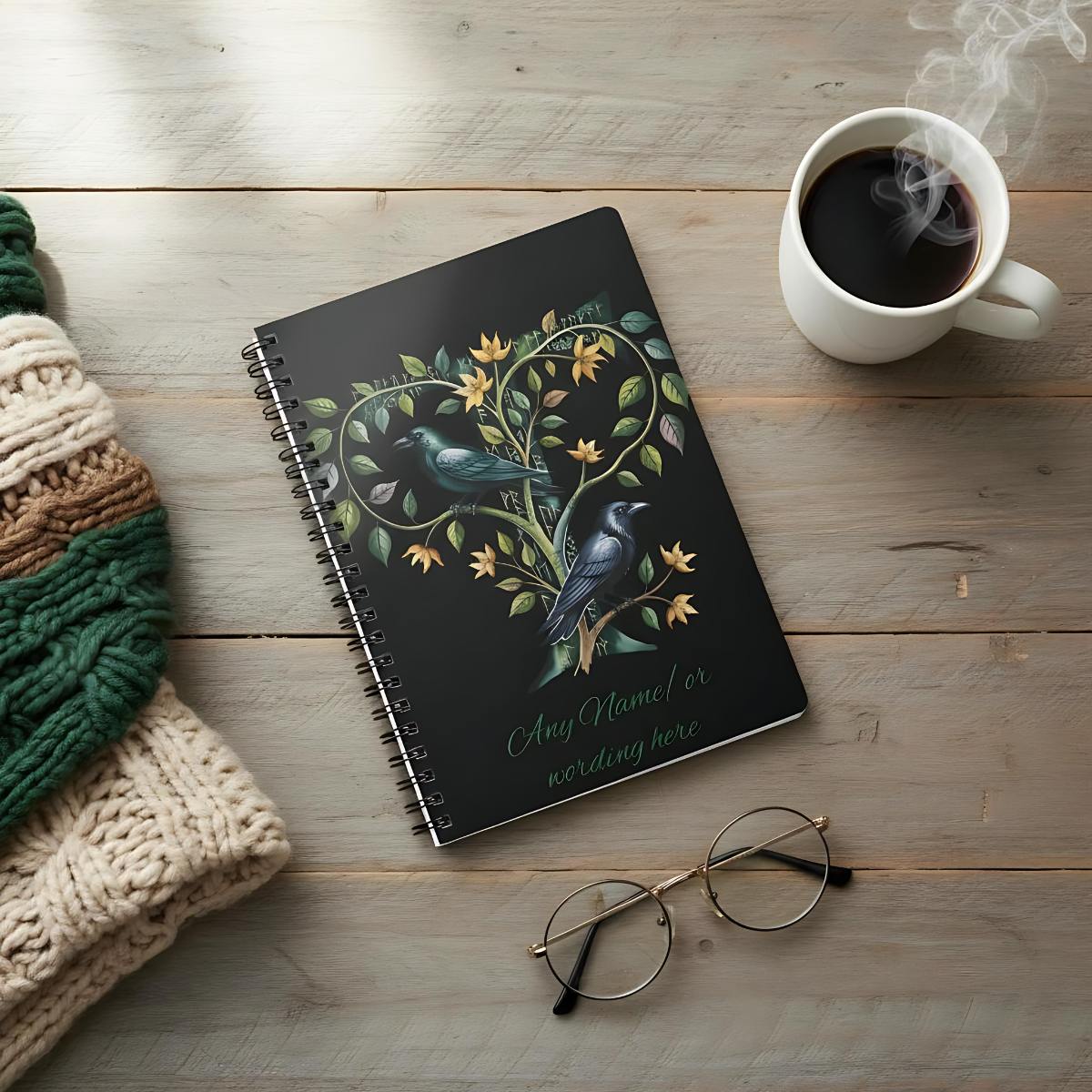 Personalized Norse Witchy Monogram A5 Notebook, Custom Journal,Monogram Notebook, Grimoire Journal, Book Of Shadows, Viking Grimoire Journal