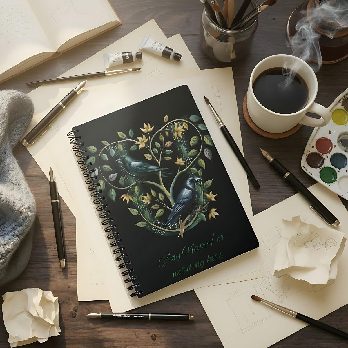 Personalized Norse Witchy Monogram A5 Notebook, Custom Journal, Monogram  Letter "U" Notebook.