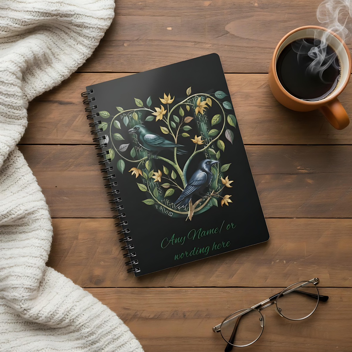 Personalized Norse Witchy Monogram A5 Notebook, Custom Journal, Monogram  Letter "U" Notebook.