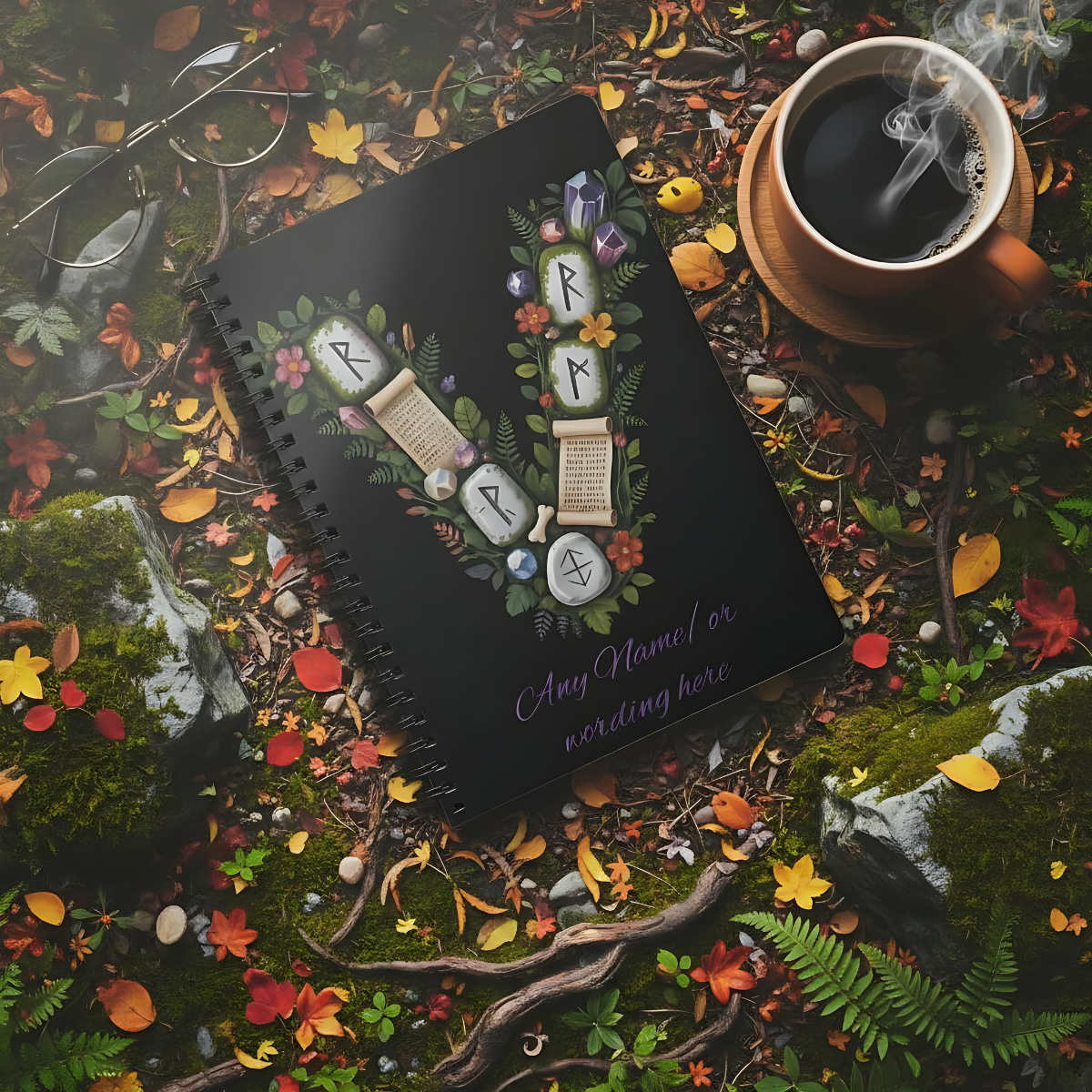 Personalized Norse Witchy Monogram A5 Notebook, Custom Journal, Monogram  Letter "V" Notebook, Grimoire Journal, Book Of Shadows.