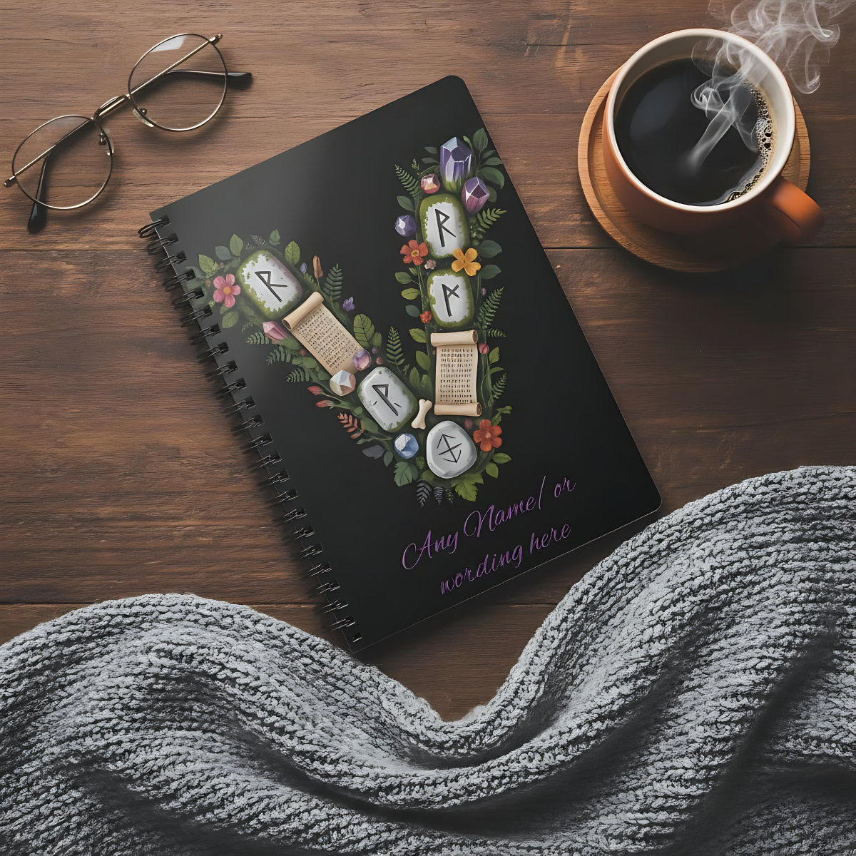 Personalized Norse Witchy Monogram A5 Notebook, Custom Journal, Monogram  Letter "V" Notebook, Grimoire Journal, Book Of Shadows.