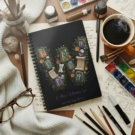 Personalized Norse Witchy Monogram A5 Notebook, Custom Journal, Monogram  Letter "W" Notebook.